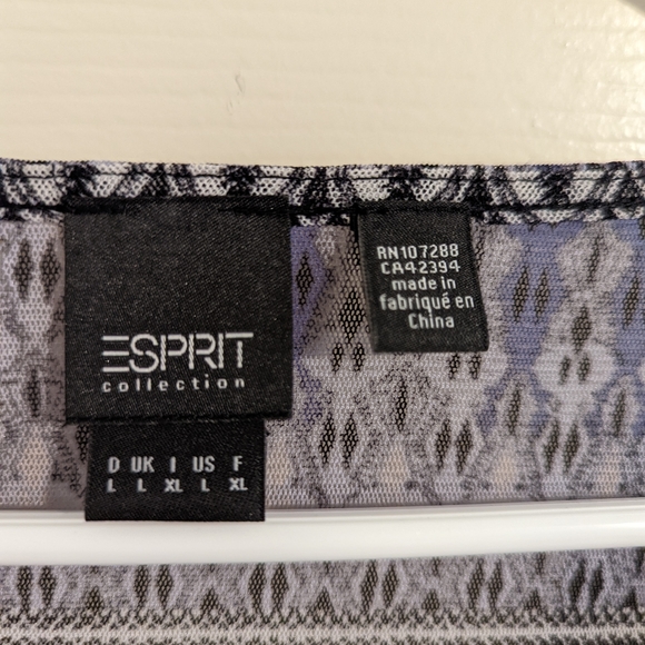 2/$20 Esprit Long Sleeve Patterned Sheer Blouse Size Large - Picture 7 of 10